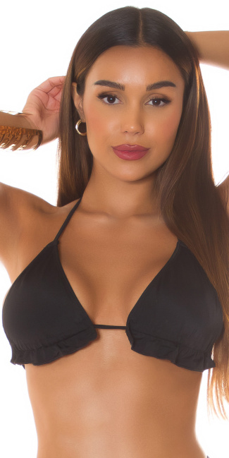 Triangel Bikini Top with ruffles Black